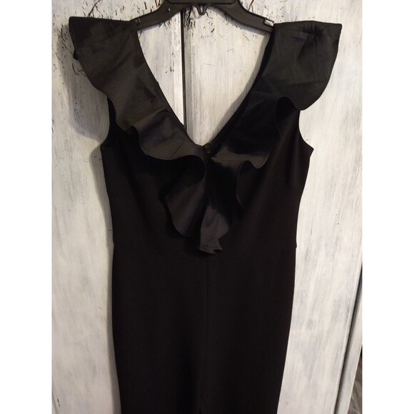Lauren Ralph Lauren wide leg ruffled v-neck sleeveless black Romper Size 6 Boho - Picture 2 of 11